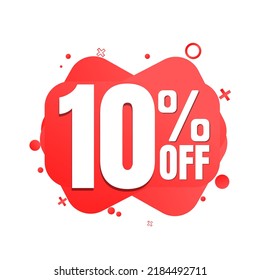 10% percent off, special (offer), limited time only. 3D red bubble design. Super discount online coupon. vector illustration