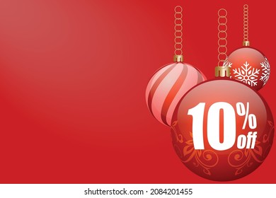 10% de descuento. diez por ciento de bautizos de navidad rojo brillante