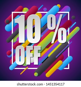 "10 percent off" text on colorful background