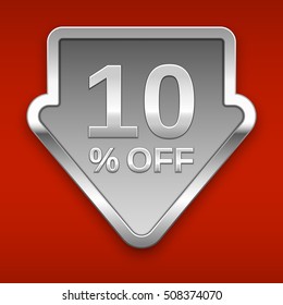 10 percent off vector badge, silver