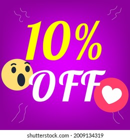 10 percent off. Vector for promotions and offers