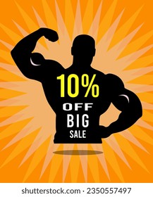 10 percent off,10%,orange background,black,white,stock sale,flash offer,grand,offer,shopping,promotion,super offer,big promotion,gym,bodybuilding