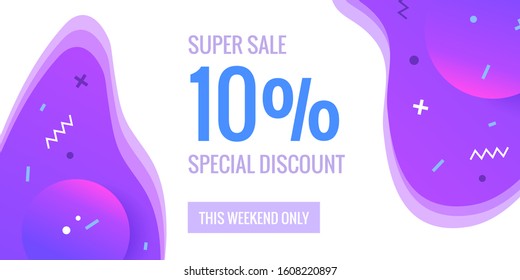 10 Percent Offer Background with abstract shapes. For holiday finances design templates