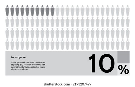 10 percent people population demography, diagram, infographics concept, element design. Vector illustration