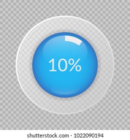 10 percent pie chart on transparent background. Percentage vector infographics. Circle diagram isolated. Business illustration icon for marketing project, finance, financial report, web design