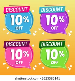 10 Percent Promotional Discount Banner Design with Colorful Balloons and Yellow Background for Sales, Offers, and Marketing Promotions