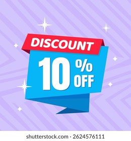 10 Percent Promotional Discount Banner Design with Blue Balloon and Purple Background for Sales, Offers, and Marketing Promotions
