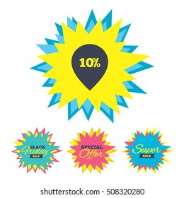 10 percent sale pointer tag sign icon.