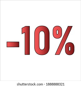 10 percent sale sticker isolated on white. Vector icon