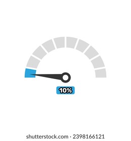 10 percent Speedometer icons. Vector illustration in flat design style.