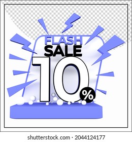 10 percentage discount sale 3D render
