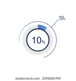 10% percentage infographic circle icons, 10 percents pie chart infographic elements for Illustration, business, web design.