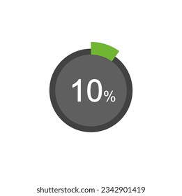 10% percentage infographic circle icons, 10 percents pie chart infographic elements.