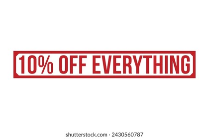 10 Percentage Off Everything rubber stamp vector illustration