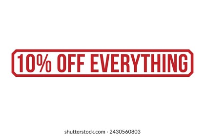 10 Percentage Off Everything rubber stamp vector illustration