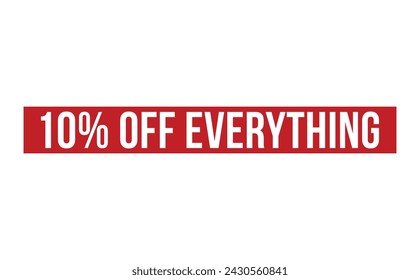 10 Percentage Off Everything rubber stamp vector illustration