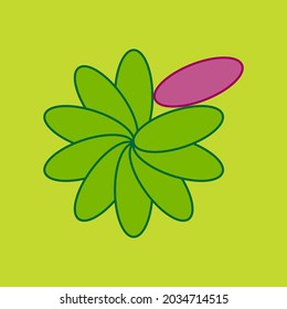 10 Petals Flower with The Loose Red Petal Vector Logo