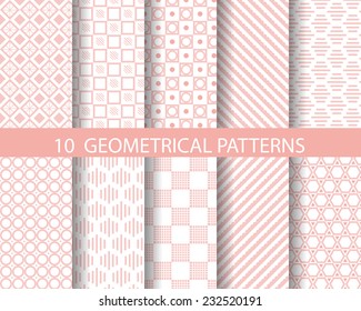 10 patrones geométricos sin costura, relojes de patrón, vectorial, textura sin fin se pueden utilizar para papel tapiz, rellenos de patrones, página web, fondo, superficie
