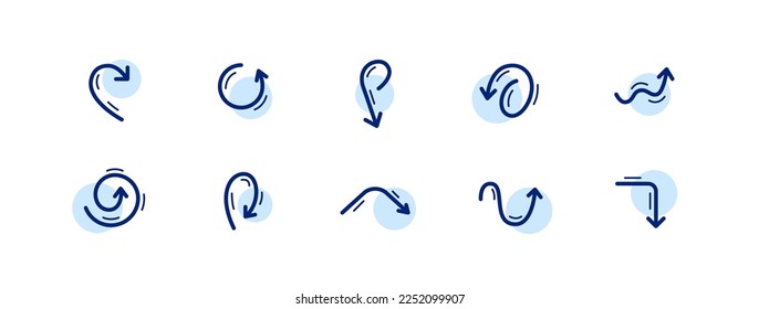 10 pixel perfect arrow icons. Doodle user interface. Set 5