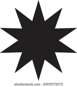 Icono de estrella de 10 puntos aislado sobre fondo blanco . Icono de estrella de diez puntas Vector