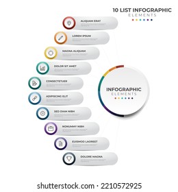 10 points of steps, circular list diagram , infographic element layout template vector with icons