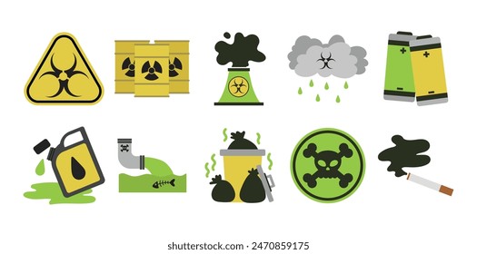 10 Pollution Illustration Collection Set
