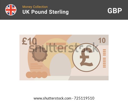 10 Pound sterling banknote. British money. Currency. Vector illustration.
