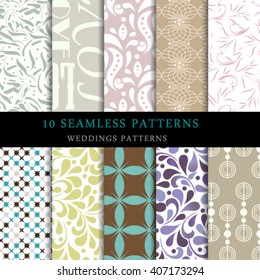 10 pretty pastel seamless patterns (tiling, with swatch). Endless texture can be used for wallpaper, fill, web background, texture.