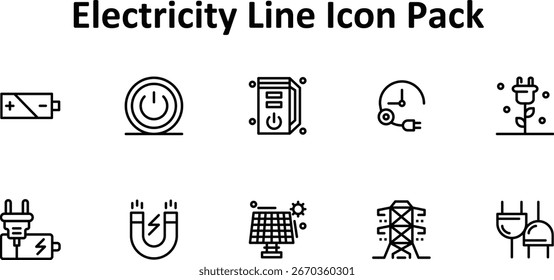 10 ícones vetoriais profissionalmente trabalhados no estilo Thin Line para o tema Eletricidade. Versátil e escalável.