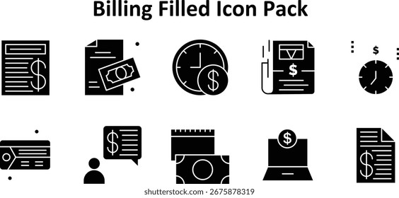 10 professionally crafted vector icons in Solid Filled style for the Billing theme. Versatile and scalable.