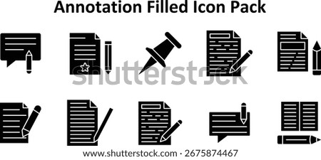 10 professionally crafted vector icons in Solid Filled style for the Annotation theme. Versatile and scalable.