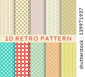 10 Retro different vector seamless patterns (tiling). Endless texture can be used for wallpaper, pattern fills, web page background,surface textures. Set of monochrome geometric ornaments.