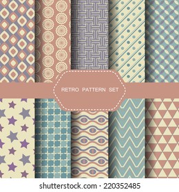 10 Retro different vector seamless patterns. Endless texture can be used for wallpaper, pattern fills, web page background,surface textures. 