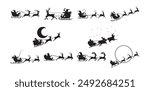 10 Riding Santa Silhouette Vector Set