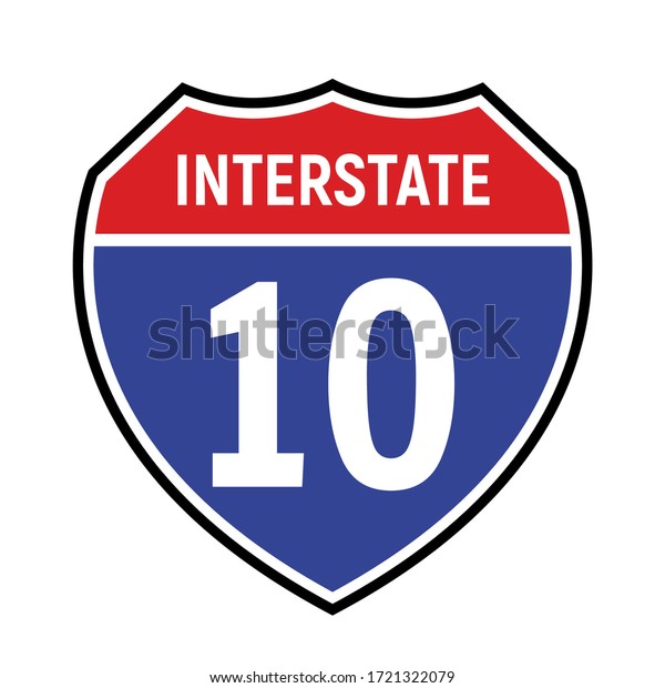 10 route sign icon. Vector\
road 10 highway interstate american freeway us california route\
symbol