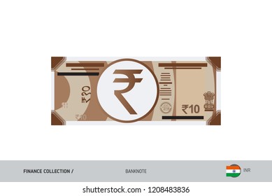 10 Rupee Banknote. Flat style highly detailed vector illustration. Isolated on white background. Suitable for print materials, web design, mobile app and infographics.