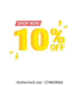 Ilustración vectorial de etiqueta de venta y descuento del 10% plana. adecuado para muchos fines.