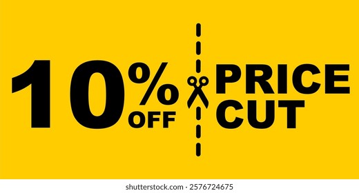 10% sale price tag product badges. Price cut tag printable in plain yellow background can use to your store promotion sale