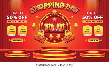 10 10 SALE SHOPPING DAY SUPER SALE EVENT 50 PERCENT OFF BACKGROUND SOCIAL MEDIA