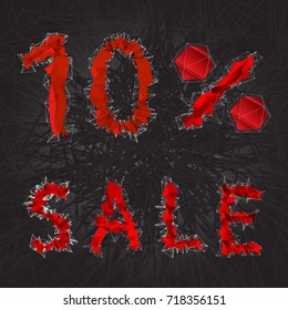10% sale sign icon. Discount symbol. Black Friday Sale, season discount, triangles and lines, low polygon shapes background