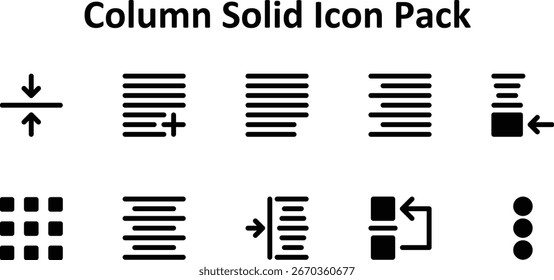 10 scalable Solid Fill-style icons based on the Column theme. Perfect for clean and professional design work.