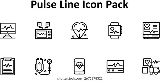 10 iconos de estilo de línea delgada escalables basados en el tema Pulse. Perfecto para un trabajo de diseño limpio y profesional.
