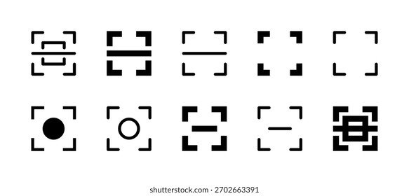10 Scan Icon Set Line e estilo sólido para leitor de código digital