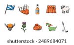 10 Scotland Illustration Set Collection