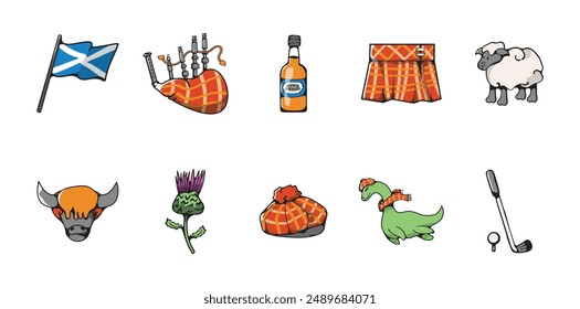 10 Escocia Conjunto de Ilustración Colección