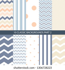 10 seamless classic patterns, scrapbooking backgrounds, basis backdrops set. Pack 2