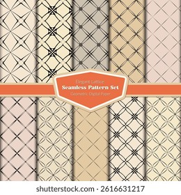 10 seamless hand-drawn lattice patterns in warm neutral shades. Ideal for invitations, packaging, wallpapers, and branding with a subtle geometric touch