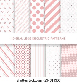 10 Seamless patterns. Stylish modern vector patterns with lines and dots