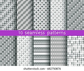 10 seamless patterns for universal background. Endless texture can be used for wallpaper, pattern fill, web page background. Vector illustration for web design.