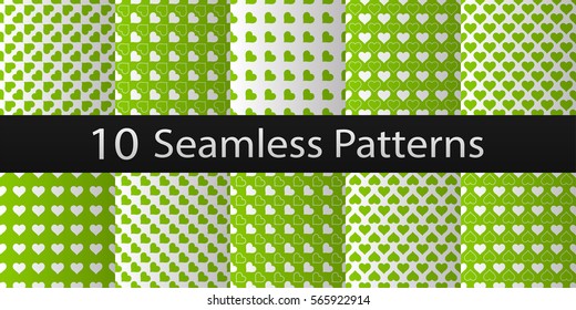 10 seamless patterns. Valentine's day background. 